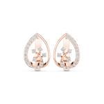 14K Solid Gold Lab Diamond Cluster Earrings, Rose Gold