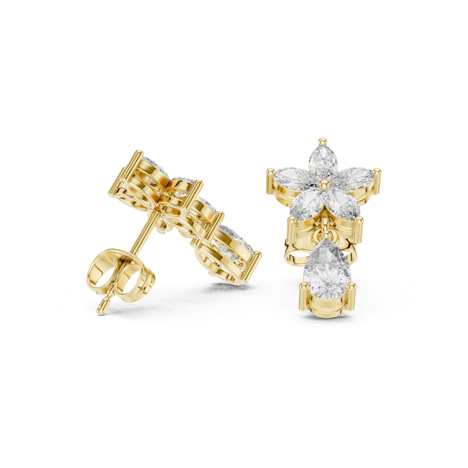 Gold Earrings AGDER-305, Yellow Gold, view 1