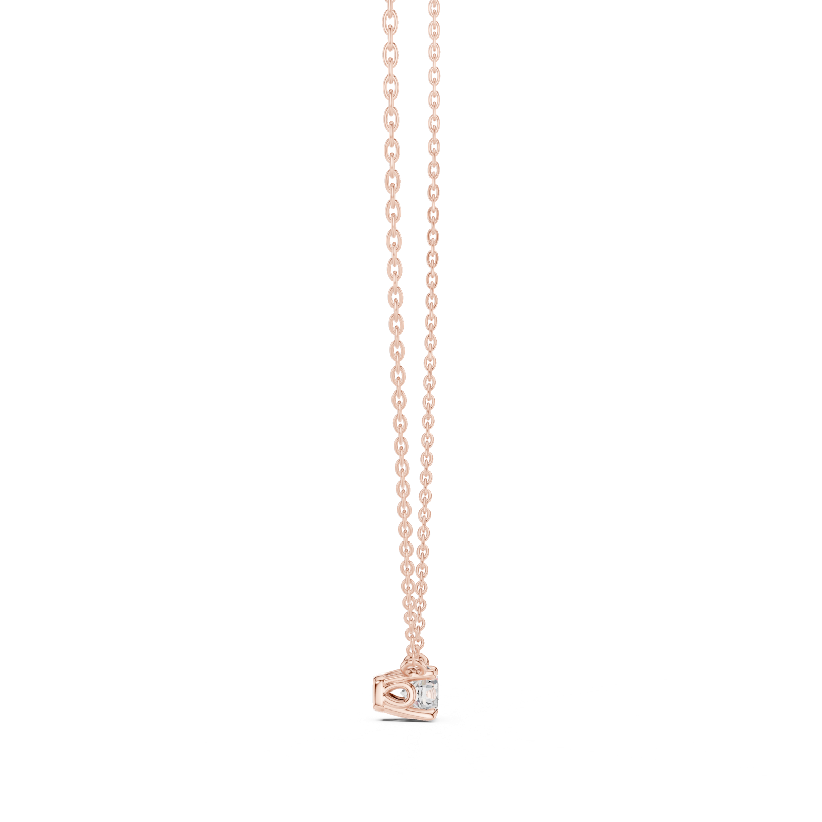 14K Solid Gold Lab Diamond Solitaire Pendant Necklace, Rose Gold, view 3