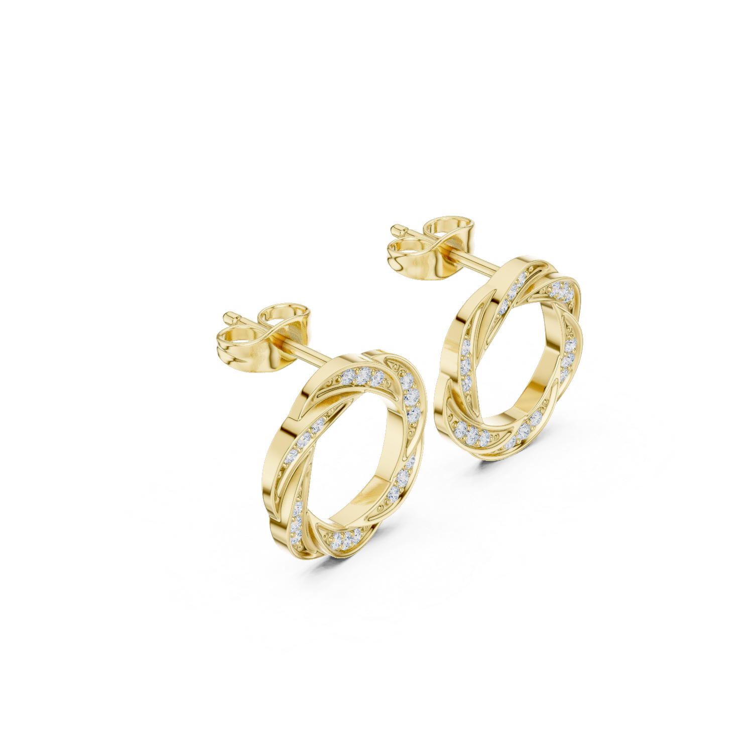 Gold Earrings SBER(40), Yellow Gold, view 1