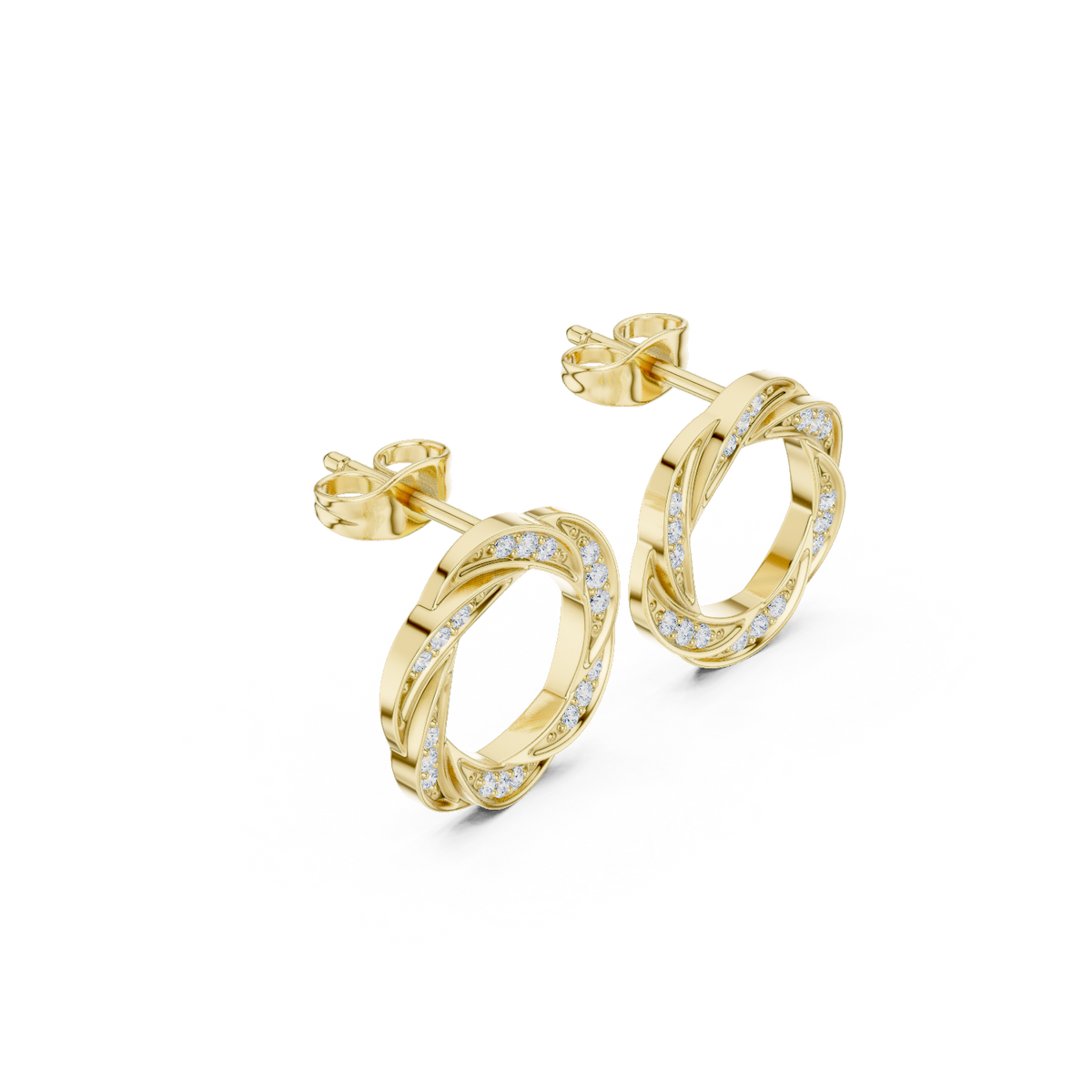 Gold Earrings SBER(40), Yellow Gold, view 1