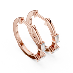 14K Solid Gold Lab Diamond Huggie Earrings, Rose Gold, view 2