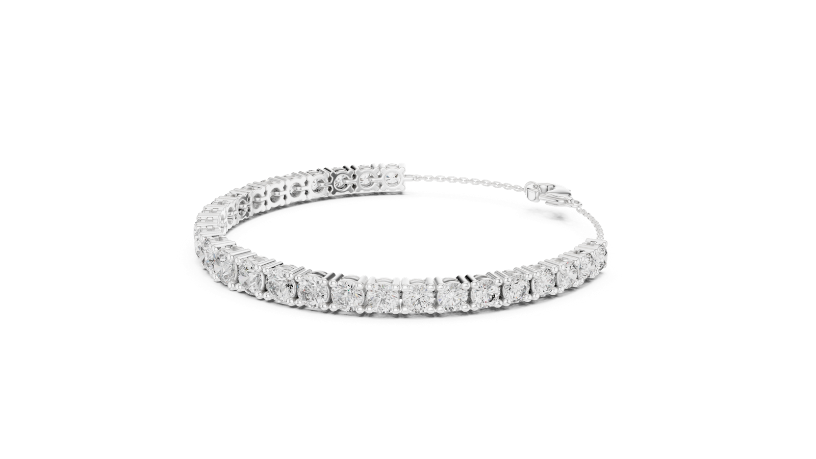 14K Solid Gold Lab Diamond Bracelet, White Gold, view 1