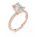 Gold Ring DDLR-177, Emerald center stone, Rose Gold, view 2