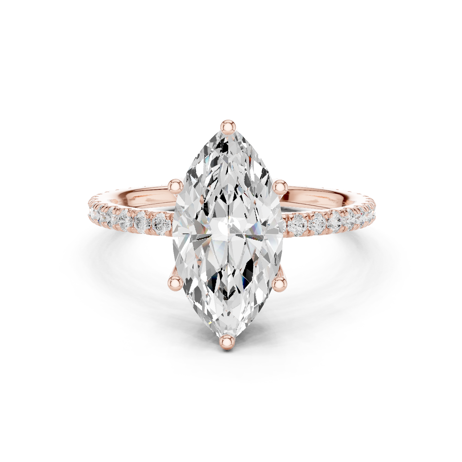 Gold Jewelry L36-16, Marquise center stone, Rose Gold