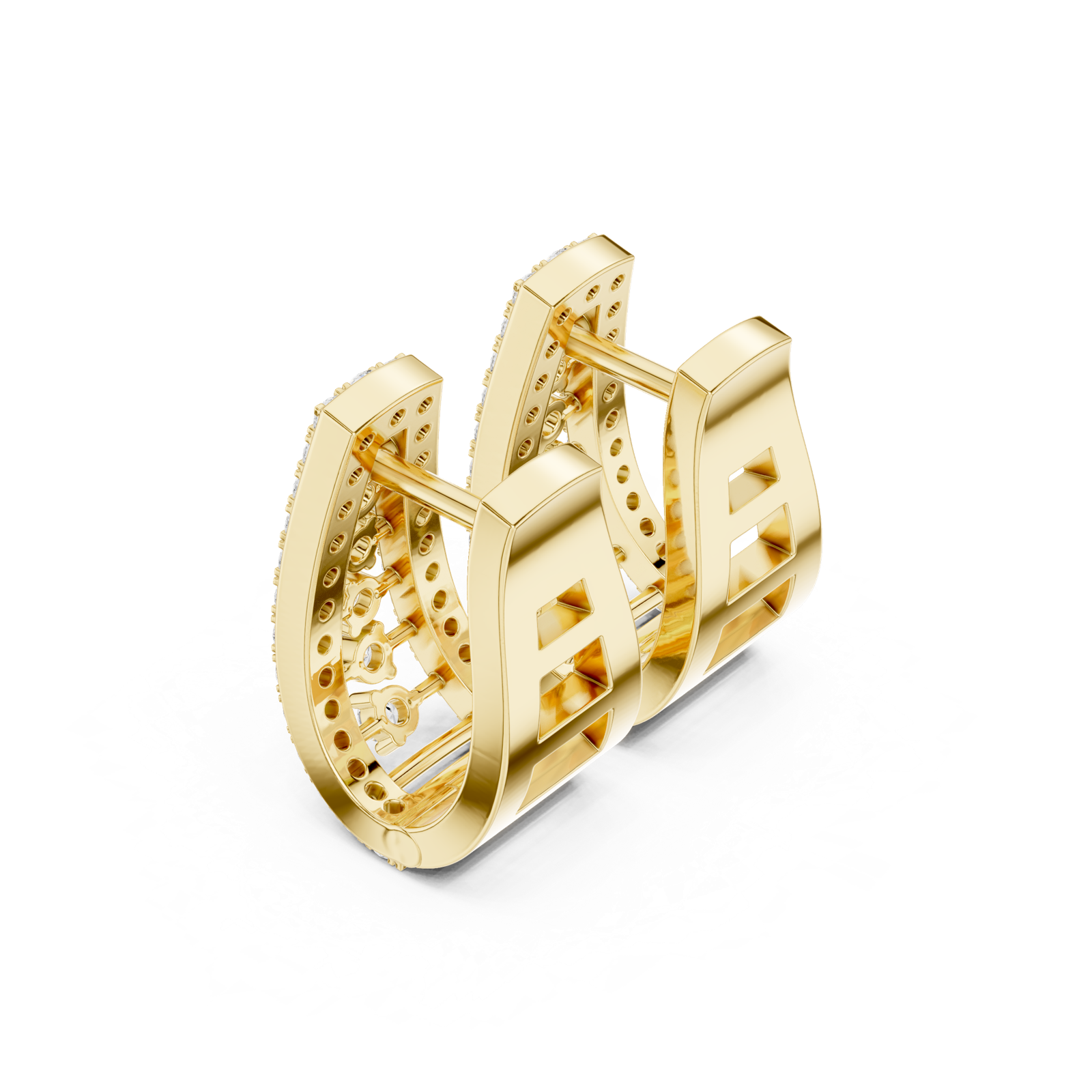14K Solid Gold Lab Diamond Cluster Earrings, Yellow Gold, view 2