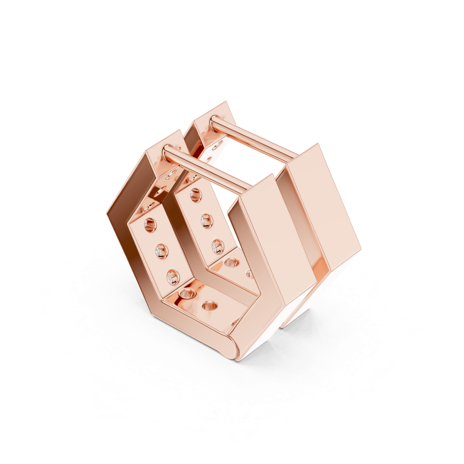 Gold Earrings 9-10118E, Rose Gold, view 2
