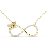 14K Solid Gold Lab Diamond Infinity Pendant Necklace, Yellow Gold