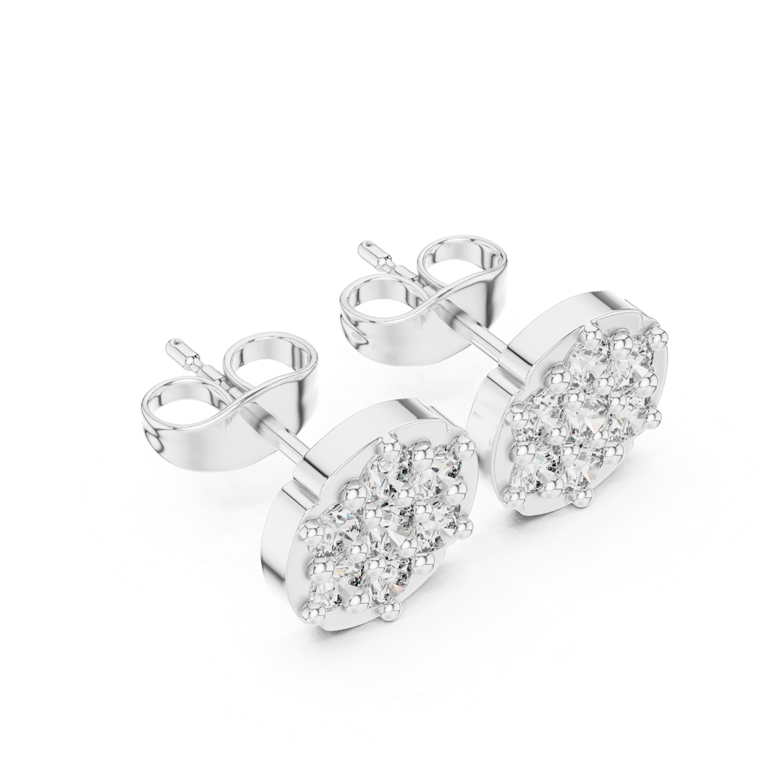 Gold Earrings 9-10032E, White Gold, view 2