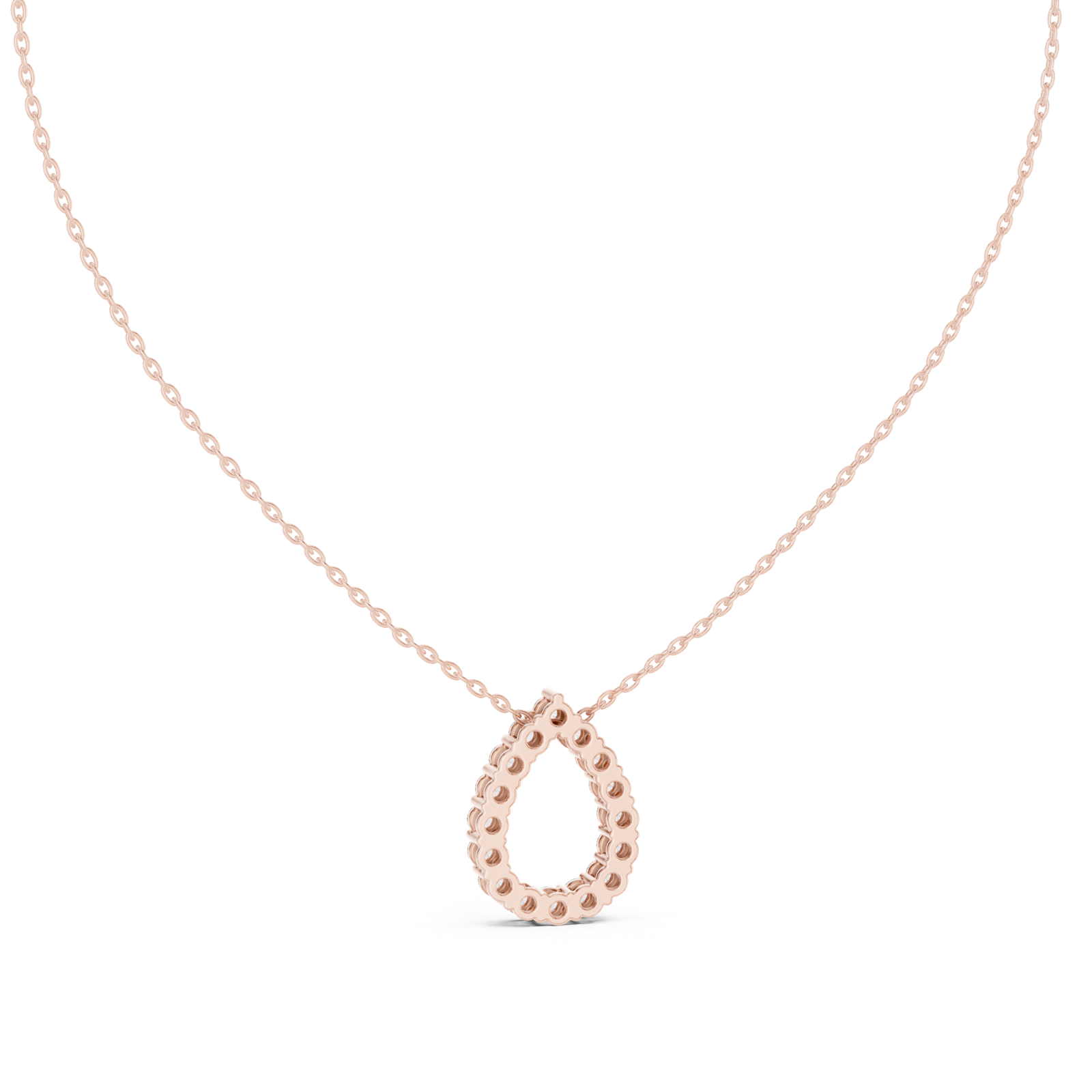 14K Solid Gold Lab Diamond Pendant Necklace, Rose Gold, view 4