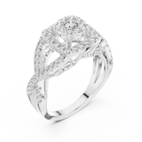 14K Solid Gold Lab Diamond Halo Ring, White Gold, view 2