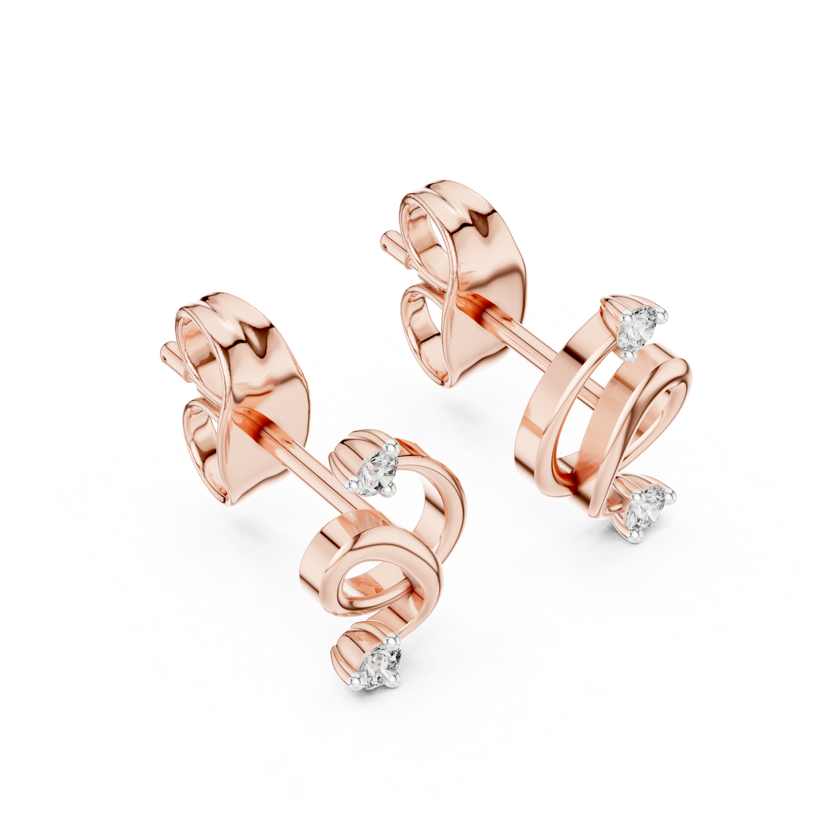 Gold Earrings 12-10002@E, Rose Gold, view 2