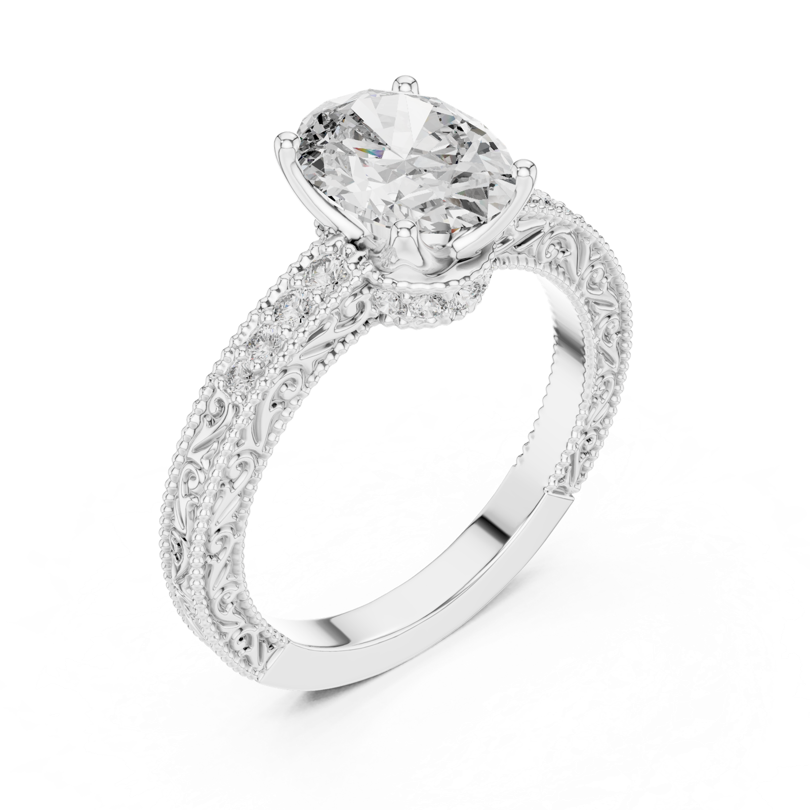 Gold Ring DDLR-166, White Gold, view 2