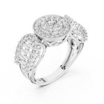 14K Solid Gold Lab Diamond Halo Ring, White Gold, view 2