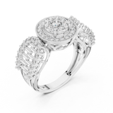 14K Solid Gold Lab Diamond Halo Ring, White Gold, view 2