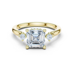 Gold Ring DDLR-164, Asscher center stone, Yellow Gold