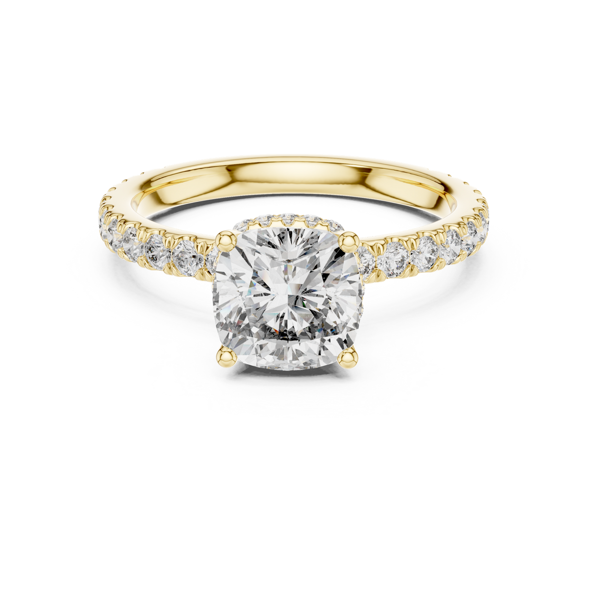 14K Solid Gold Lab Diamond Solitaire Ring, Yellow Gold