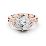 Gold Ring DDLR-440, Oval center stone, Rose Gold