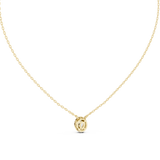14K Solid Gold Lab Diamond Halo Pendant Necklace, Yellow Gold, view 4