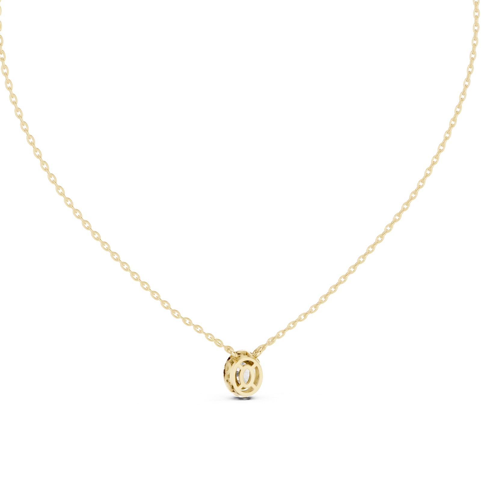 14K Solid Gold Lab Diamond Halo Pendant Necklace, Yellow Gold, view 4