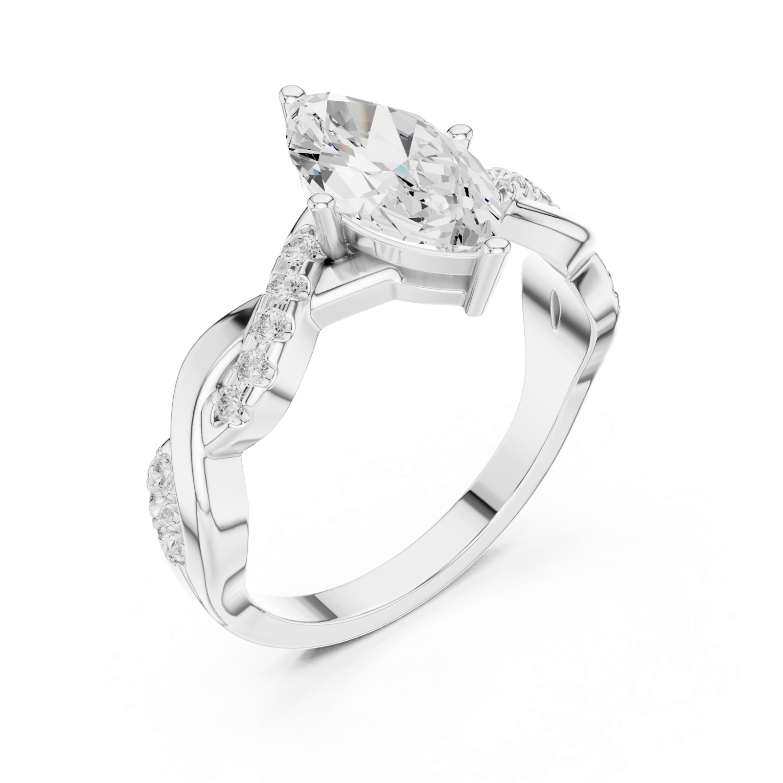 Gold Ring DDLR-1104, White Gold, view 2