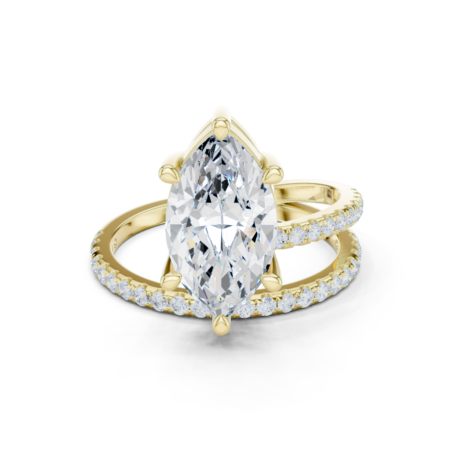 Gold Jewelry L35-39, Marquise center stone, Yellow Gold