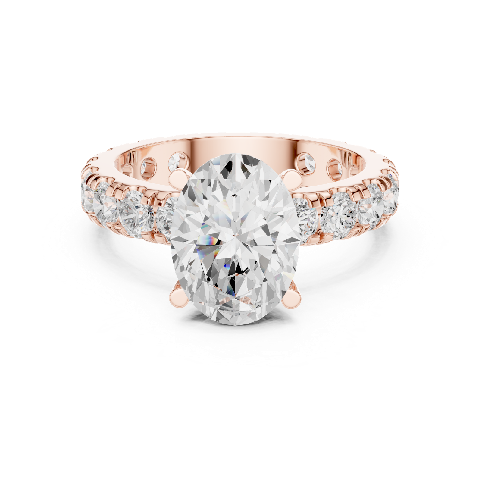 Gold Jewelry L35-63, Oval center stone, Rose Gold, view 4