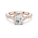 Gold Ring DDLR-037, Oval center stone, Rose Gold, view 4