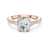 Gold Ring DDLR-037, Oval center stone, Rose Gold, view 4