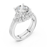 Gold Ring DDLR-440, Round center stone, White Gold, view 2