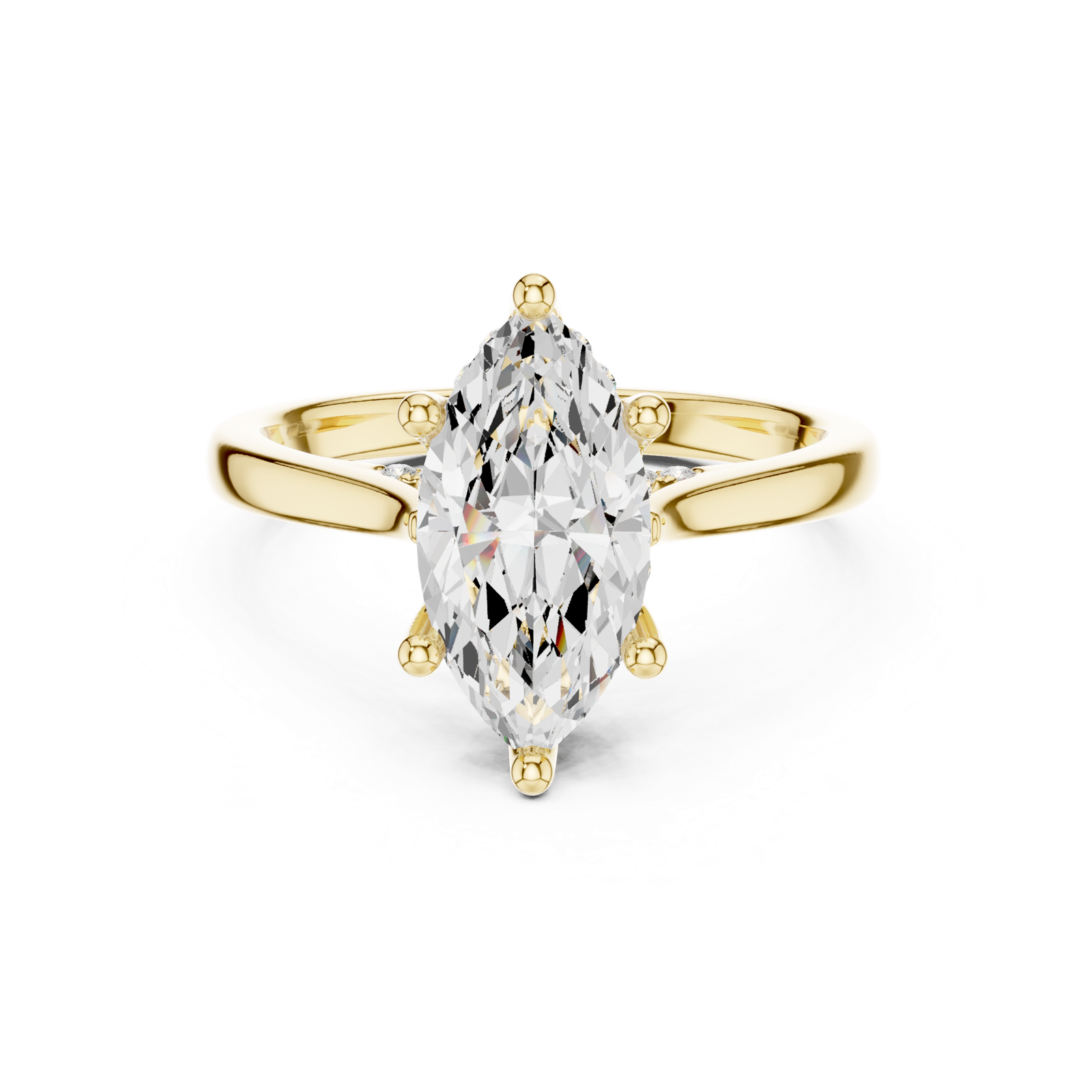 Gold Ring DDLR-163, Marquise center stone, Yellow Gold, view 4