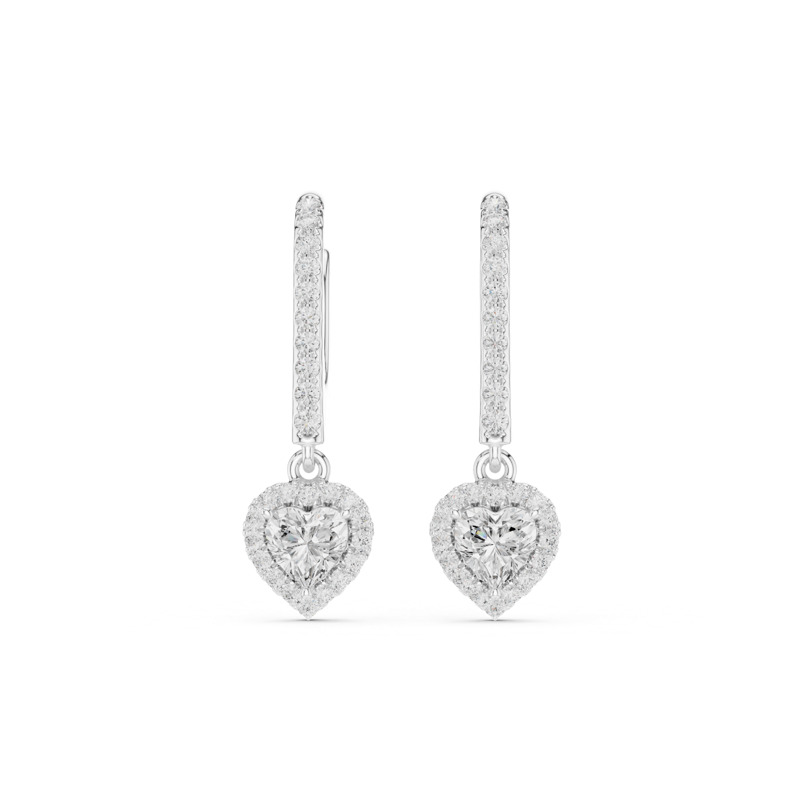 Gold Jewelry DDER-034, Heart center stone, White Gold, view 4