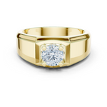 14K Solid Gold Lab Diamond Solitaire Ring, Yellow Gold
