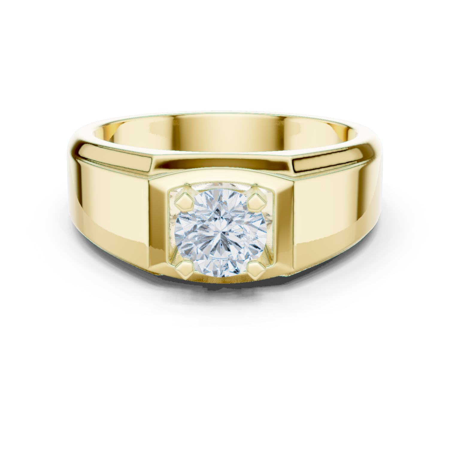 14K Solid Gold Lab Diamond Solitaire Ring, Yellow Gold