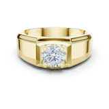 14K Solid Gold Lab Diamond Solitaire Ring, Yellow Gold
