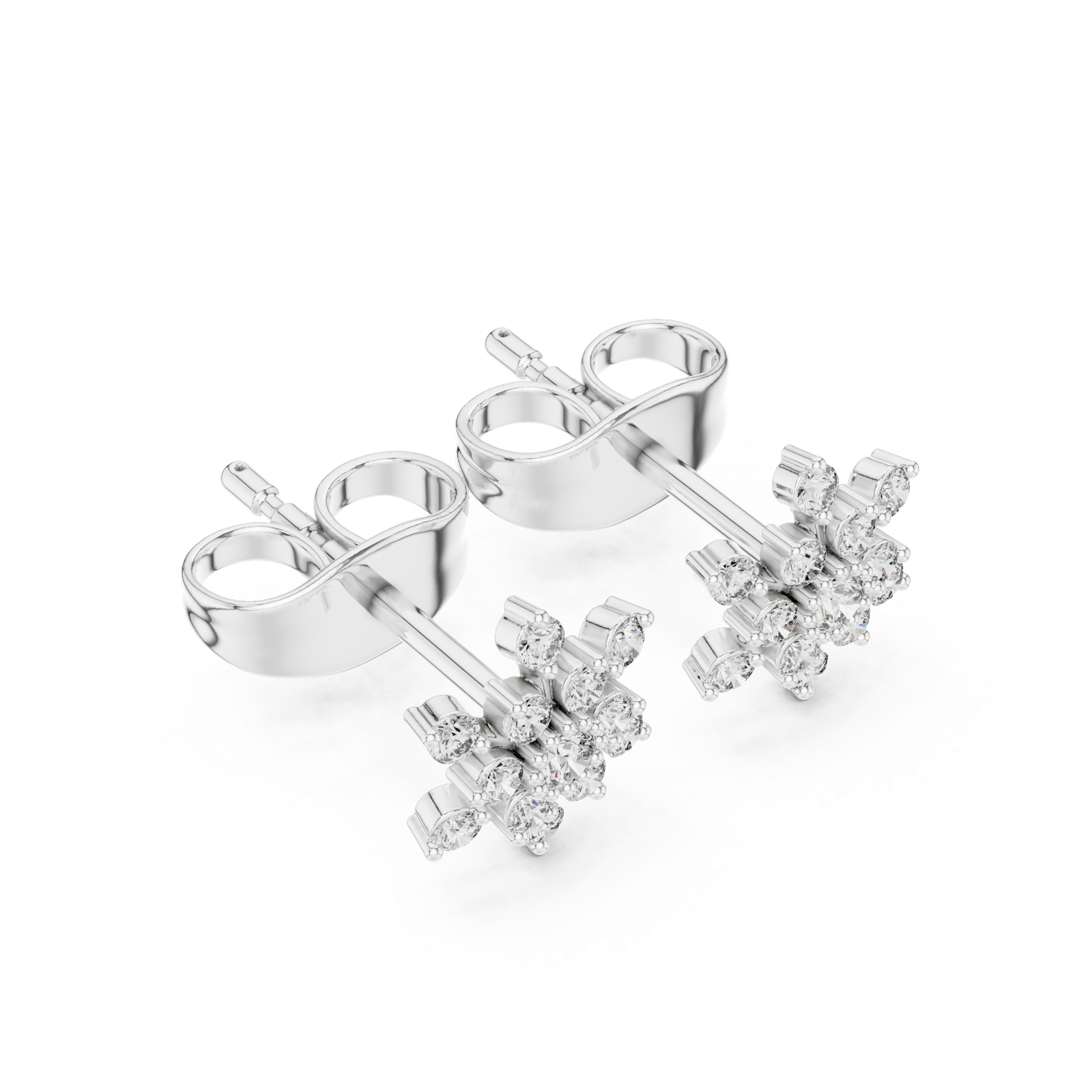 Gold Earrings 9-10079E, White Gold, view 2