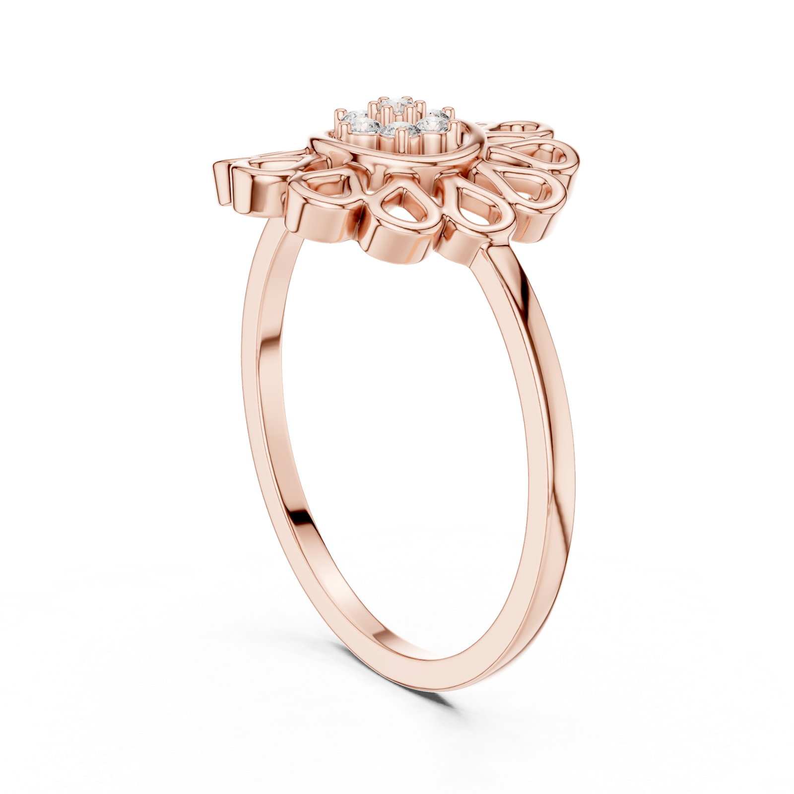 Gold Ring DR-6252, Rose Gold, view 1