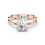 Gold Jewelry L36-9, Oval center stone, Rose Gold
