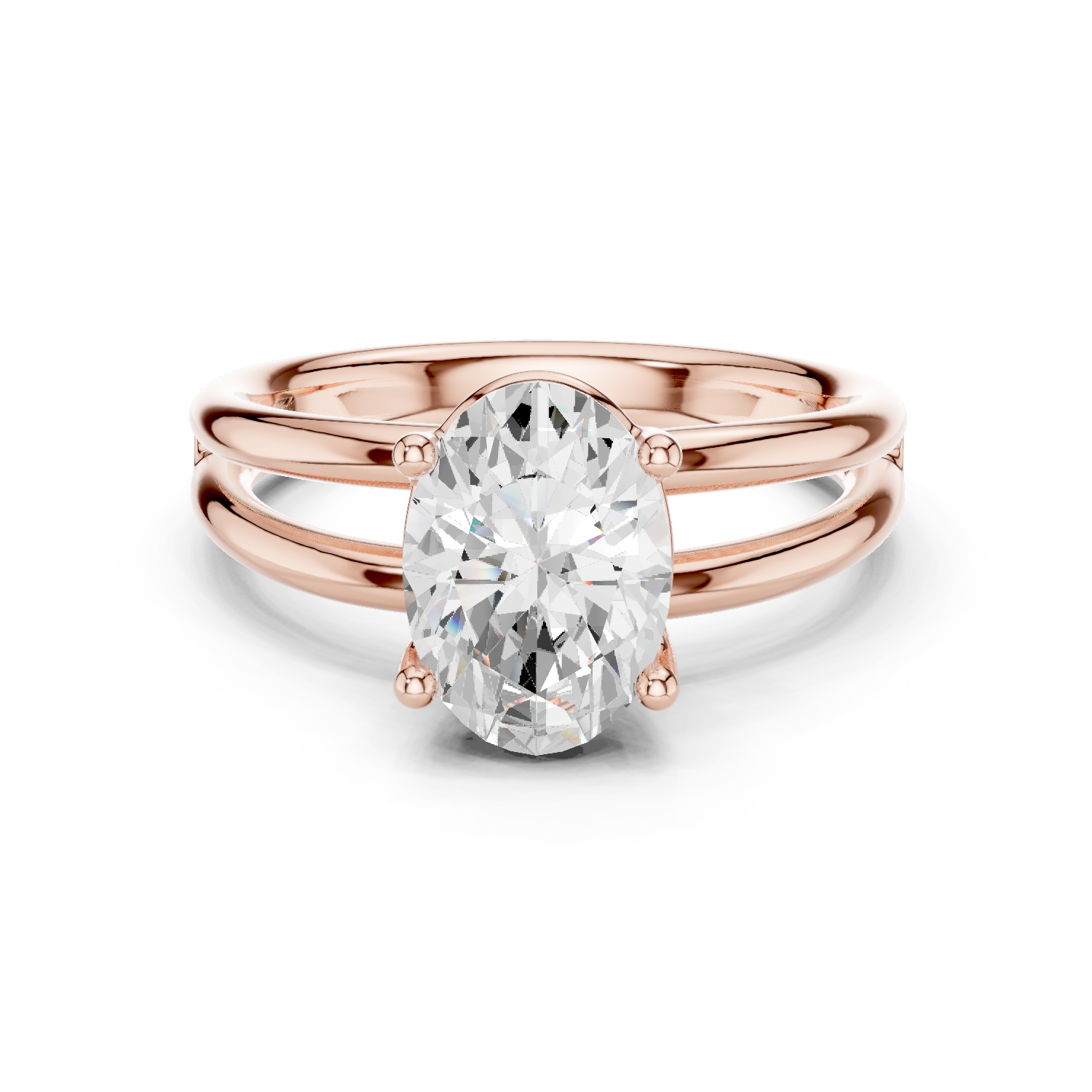 Gold Jewelry L36-9, Oval center stone, Rose Gold