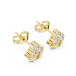 14K Solid Gold Lab Diamond Cluster Earrings, Yellow Gold, view 2