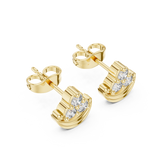 14K Solid Gold Lab Diamond Cluster Earrings, Yellow Gold, view 2