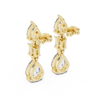 14K Solid Gold Lab Diamond Drop Earrings, Yellow Gold, view 3
