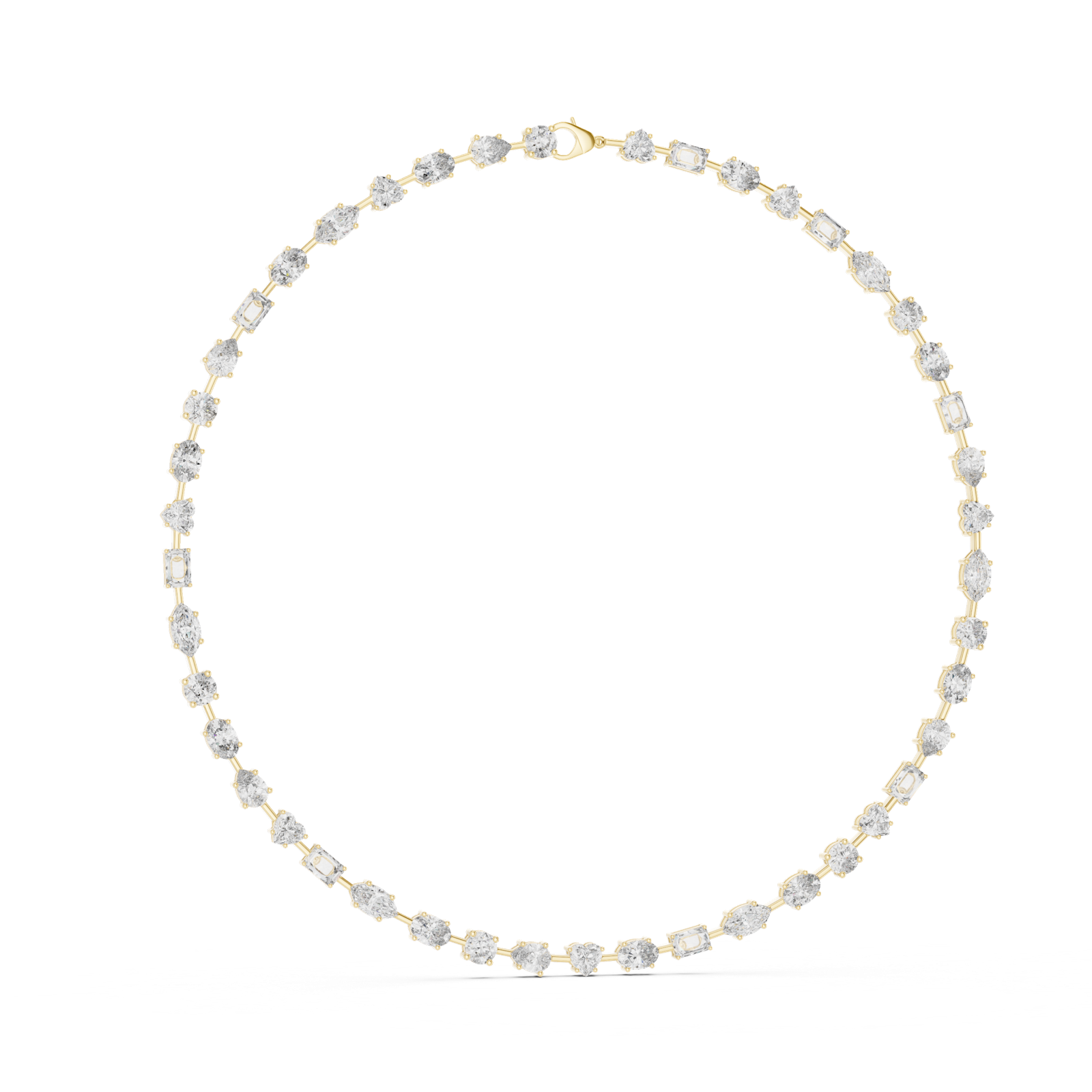 14K Solid Gold Lab Diamond Tennis Necklace, Yellow Gold, view 1