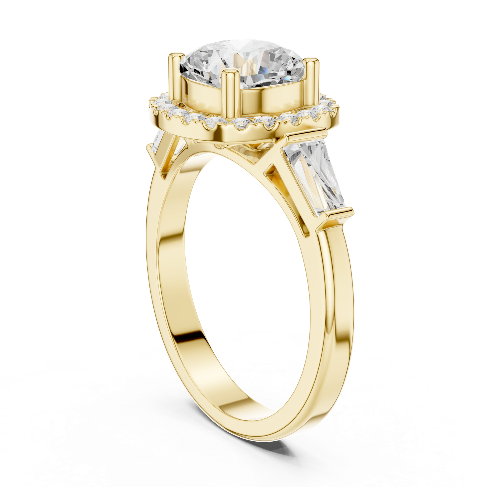 Gold Ring, Cushion center stone, Yellow Gold, view 1