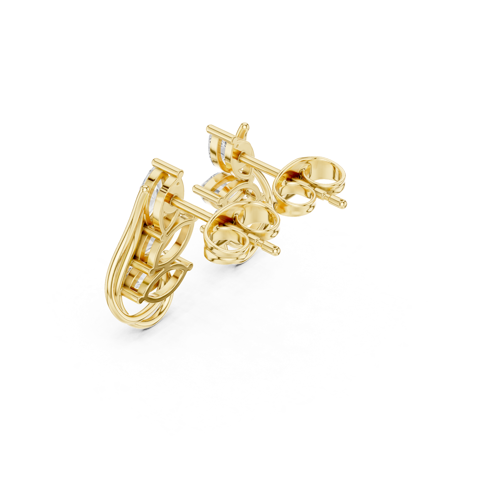 Gold Earrings Avber-97, Yellow Gold, view 2