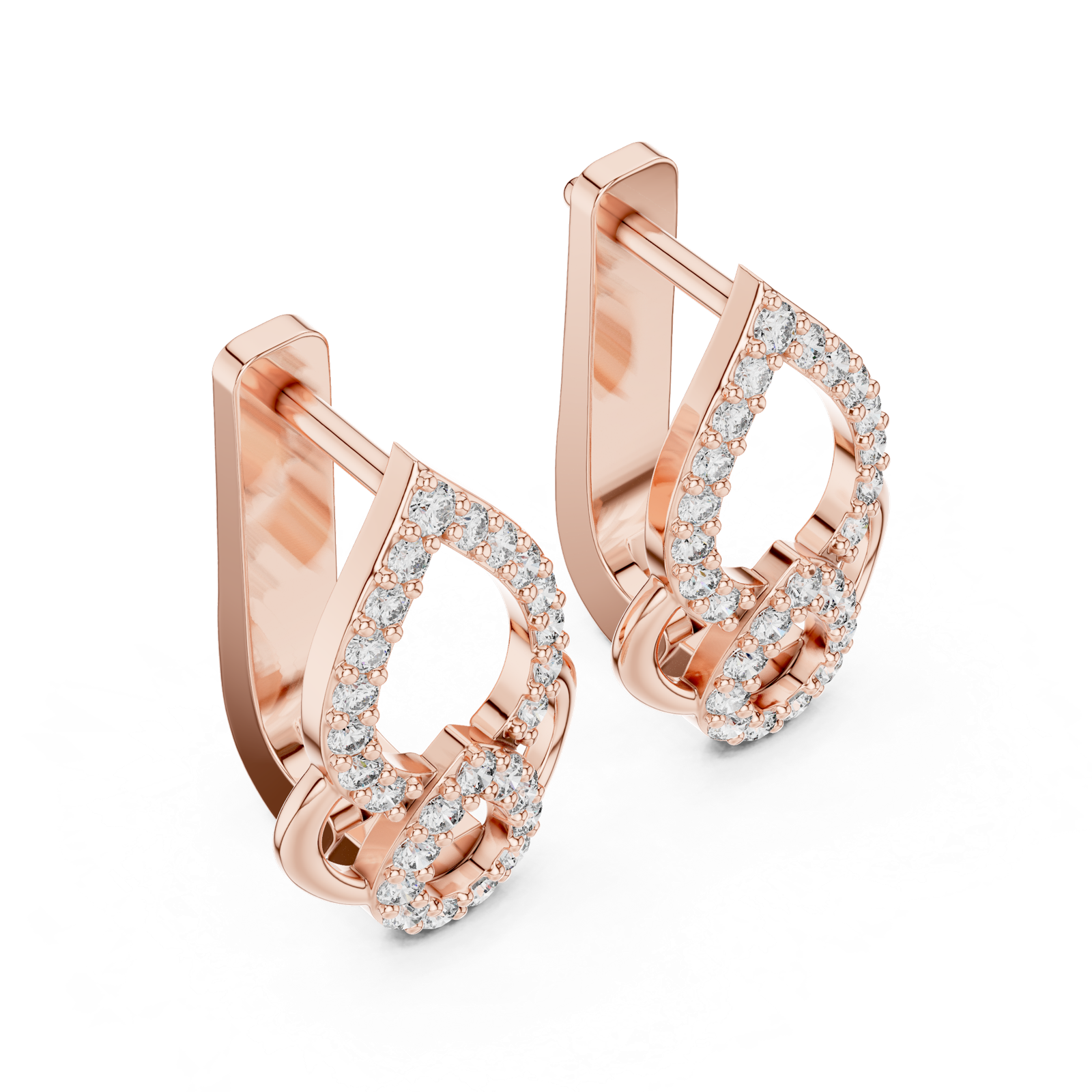 14K Solid Gold Lab Diamond Drop Earrings, Rose Gold, view 2