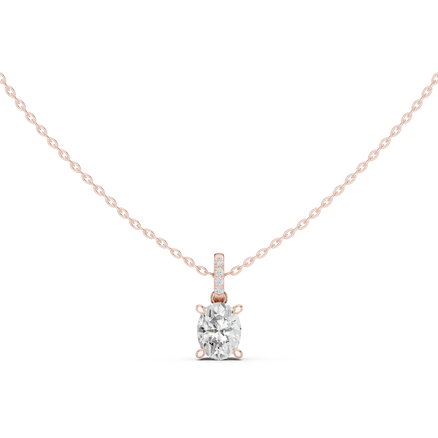 Gold Jewelry DDPO-009, Oval center stone, Rose Gold