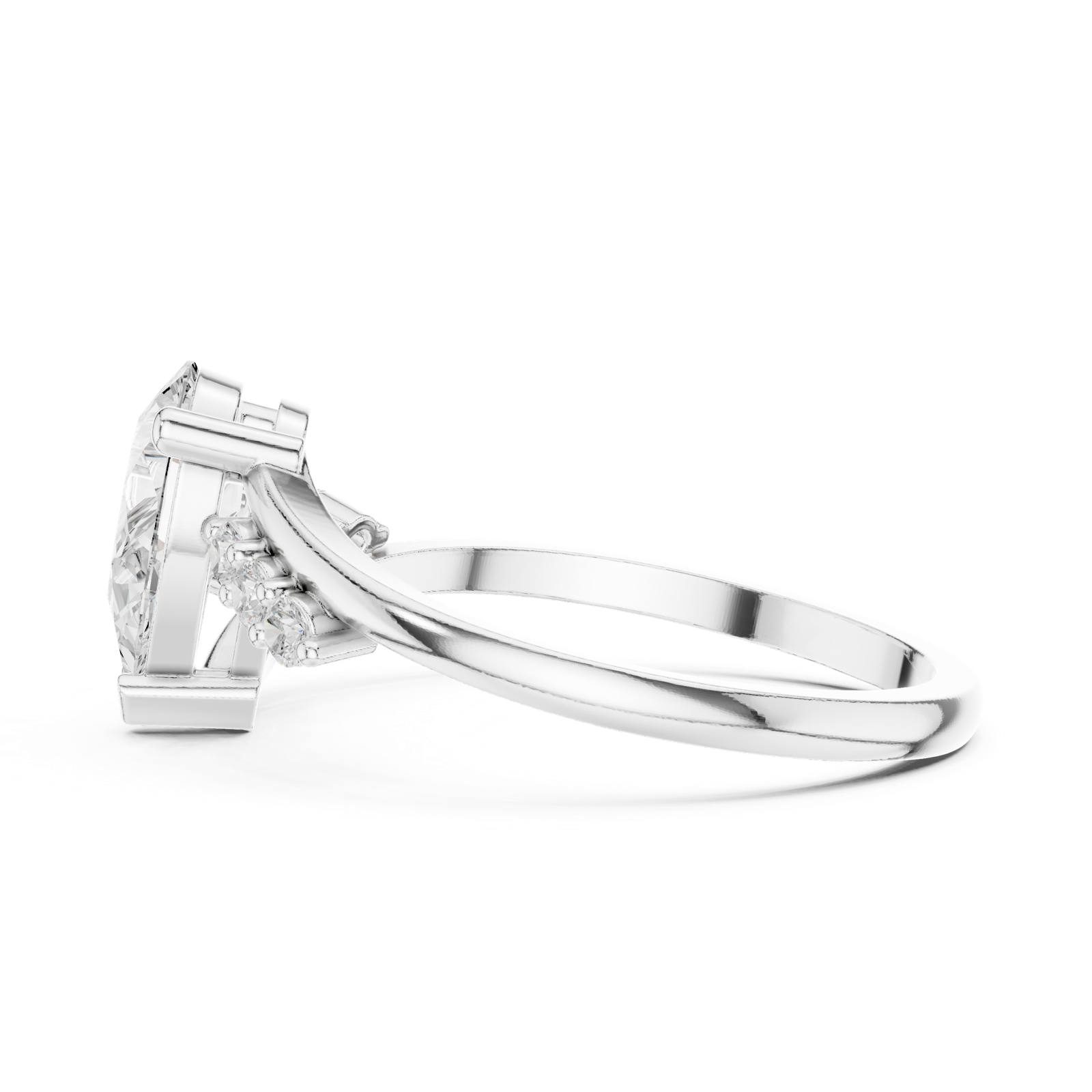 Gold Ring HLR-255, White Gold, view 3