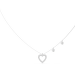 14K Solid Gold Lab Diamond Heart Pendant Necklace, White Gold, view 1