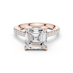 Gold Ring, Asscher center stone, Rose Gold